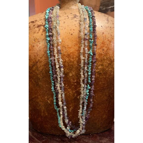 Set of 4 Gemstone Chip Necklaces - Picture 1 of 7